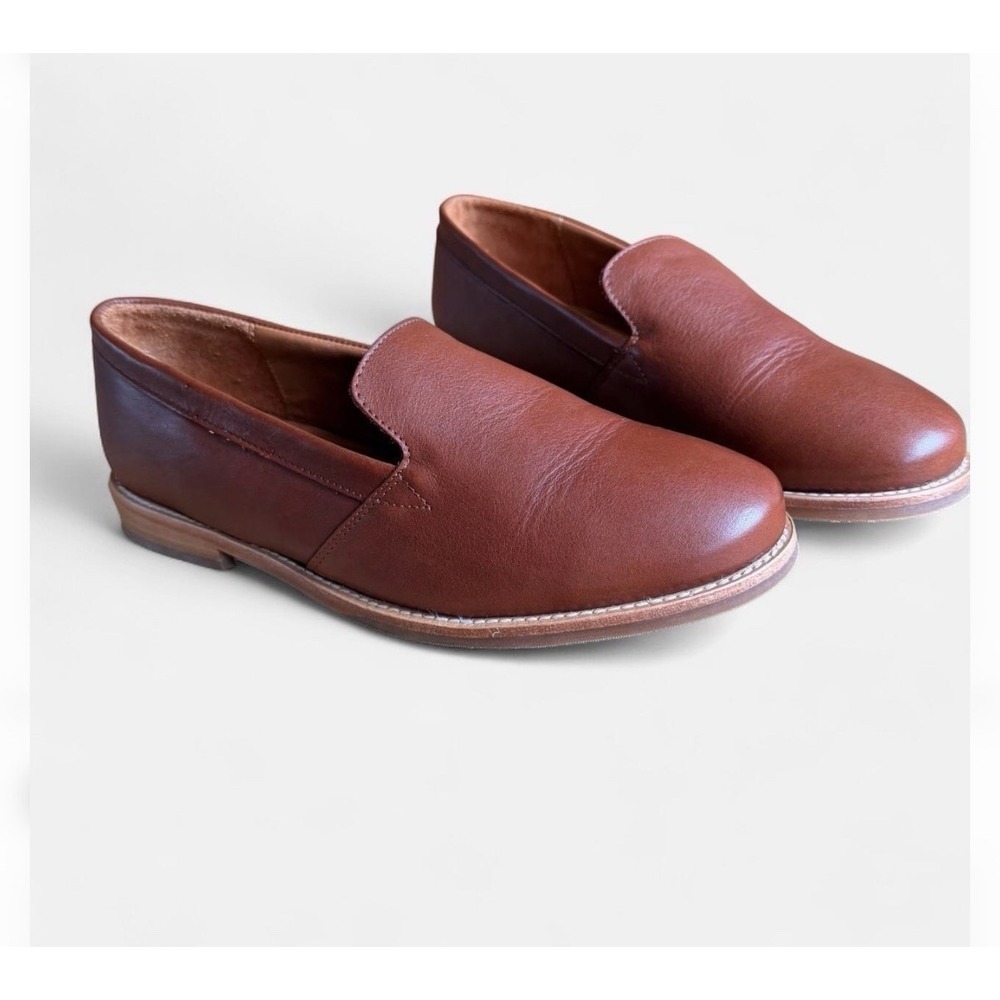 Patina Brown Leather Loafers Handmade in Mexico Womens Size 10.5 EUR 41 Cognac